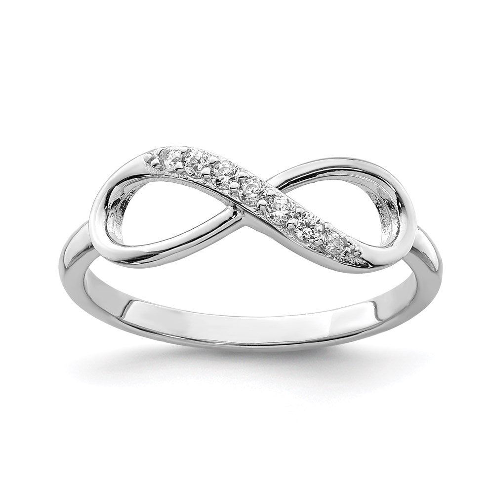 Sterling Silver Rhodium-plated CZ Infinity Ring