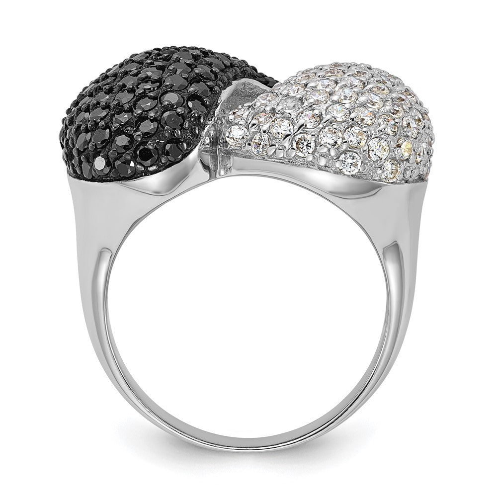 Sterling Silver & Black Rhodium Black & White CZ Ring