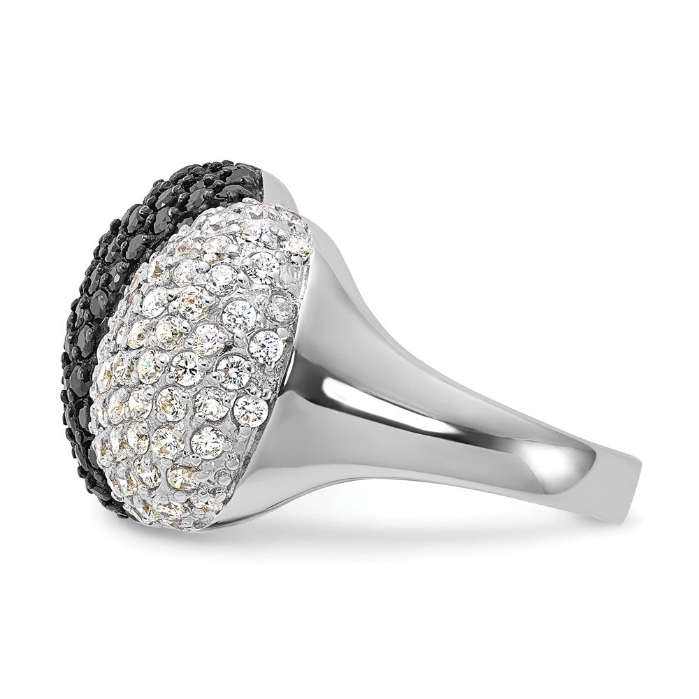 Sterling Silver & Black Rhodium Black & White CZ Ring