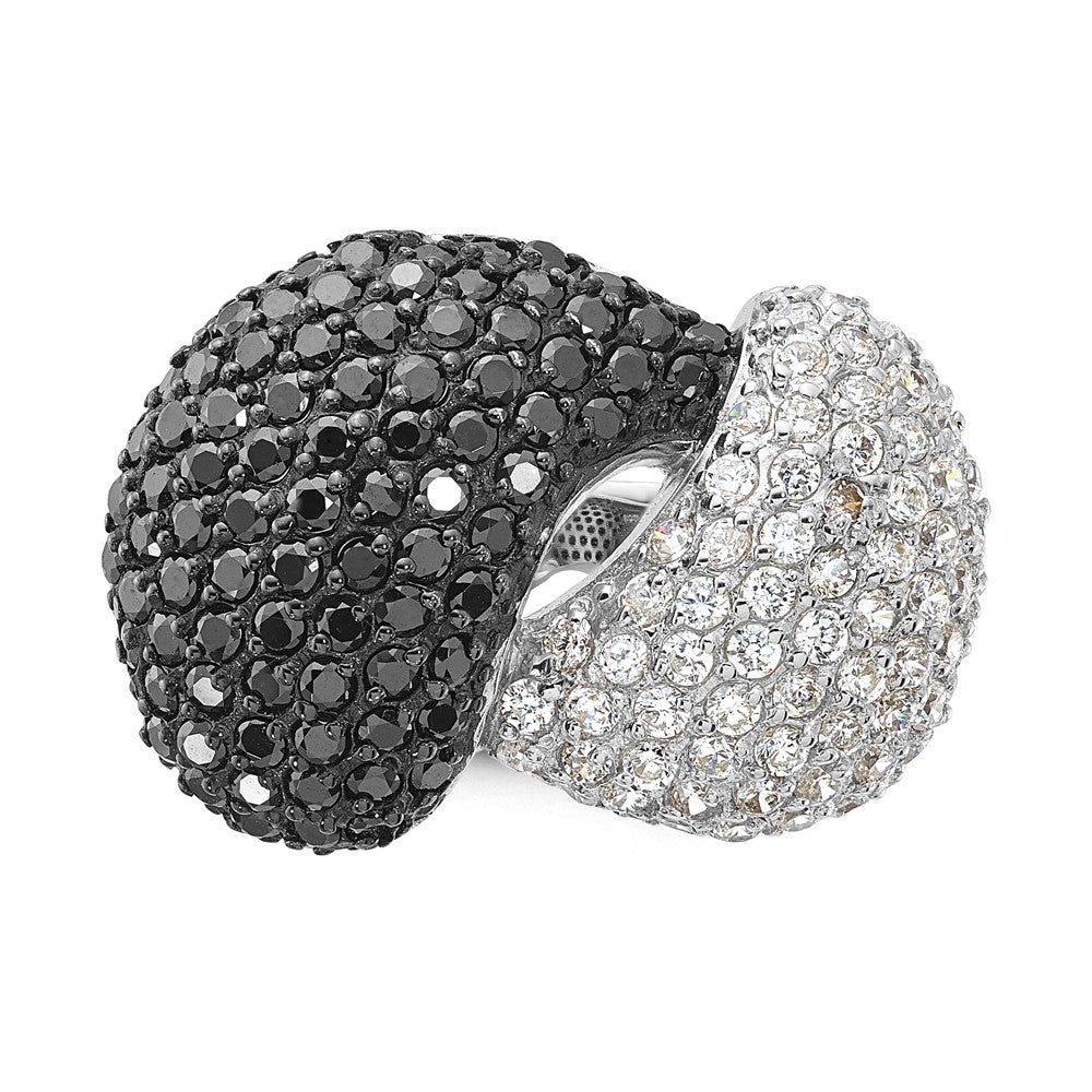 Sterling Silver & Black Rhodium Black & White CZ Ring