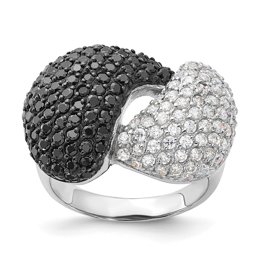 Sterling Silver & Black Rhodium Black & White CZ Ring