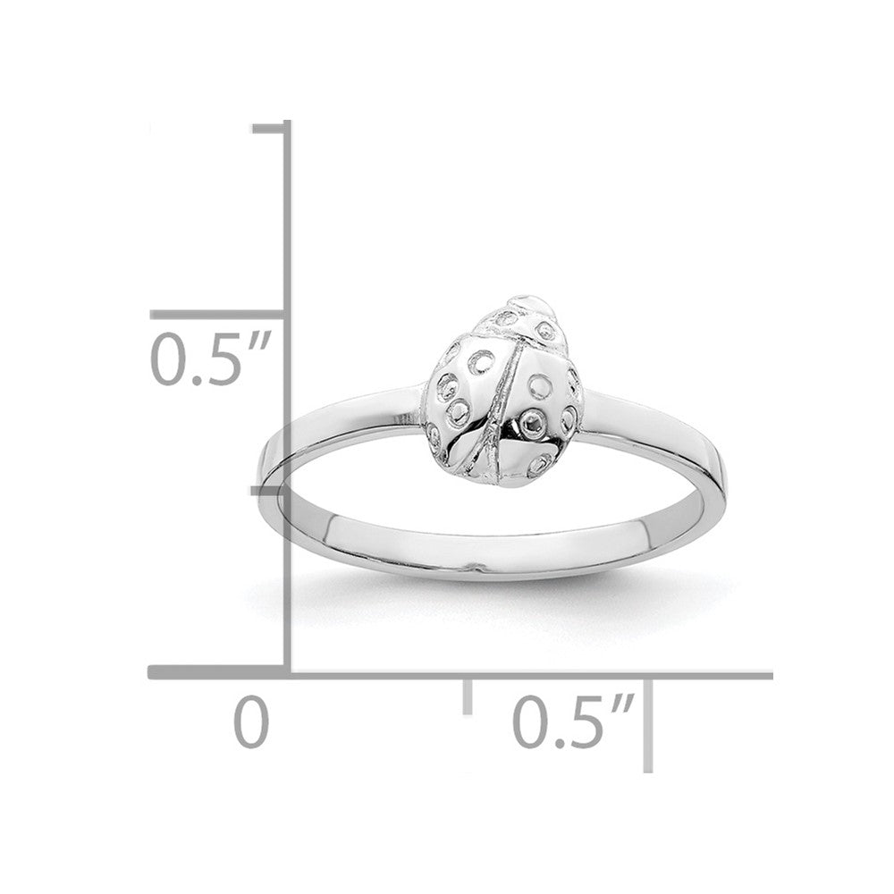 Sterling Silver Rhodium-plated Polished Ladybug Children's Ring