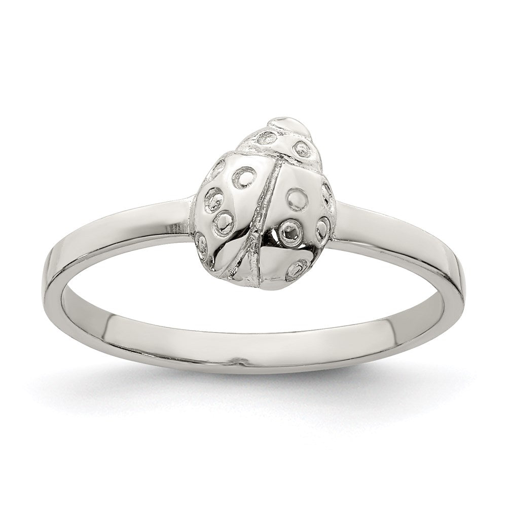 Sterling Silver Rhodium-plated Polished Ladybug Children's Ring