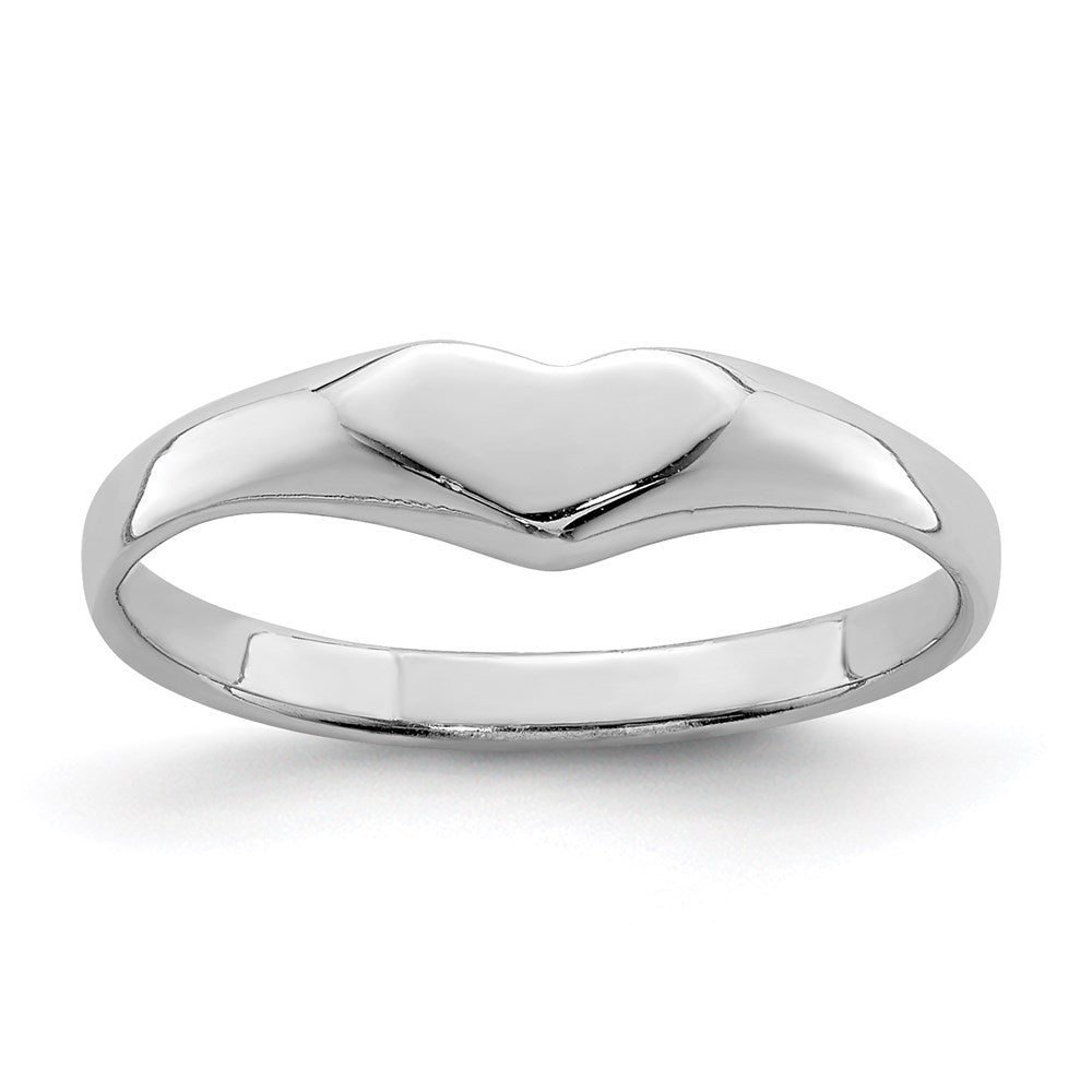 Sterling Silver RH-plated Polished Elongated Heart Children's Ring