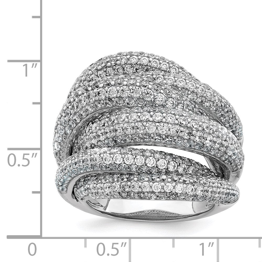 Sterling Shimmer Sterling Silver Rhodium-plated 536 Stone PavÇ CZ Ring