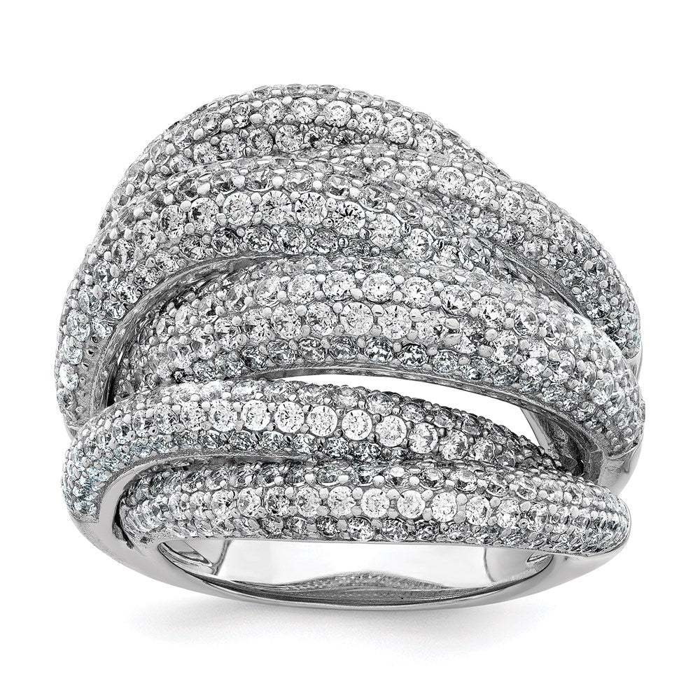 Sterling Shimmer Sterling Silver Rhodium-plated 536 Stone PavÇ CZ Ring