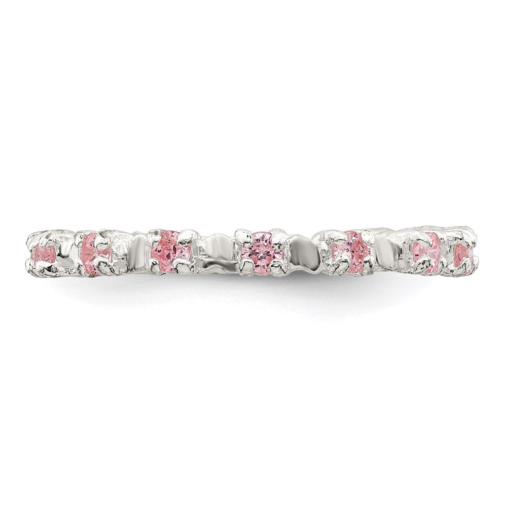 Sterling Silver Polished Pink CZ Children's Ring