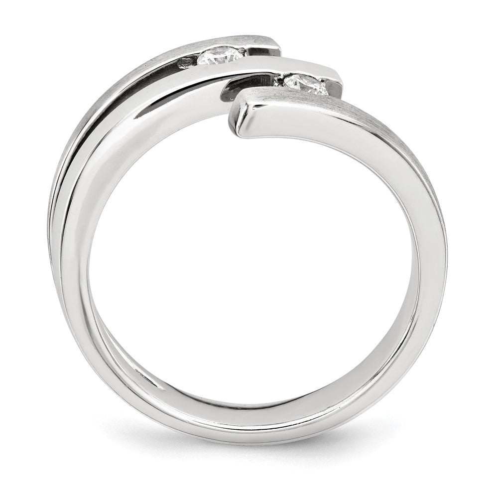 Sterling Silver Brushed And Polished CZ Ring