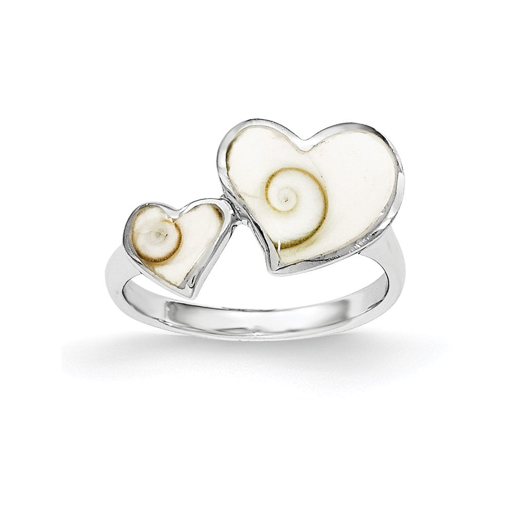 Sterling Silver Polished Hearts Shiva Eye Ring