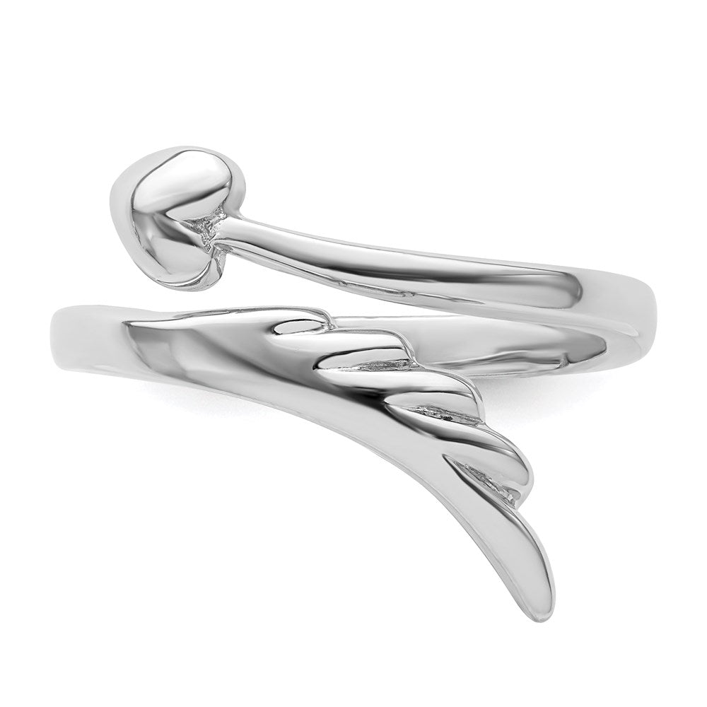 Sterling Silver Rhodium-plated Heart w/Wing Toe Ring