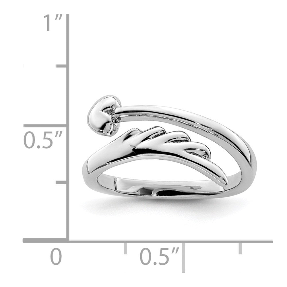 Sterling Silver Rhodium-plated Heart w/Wing Toe Ring