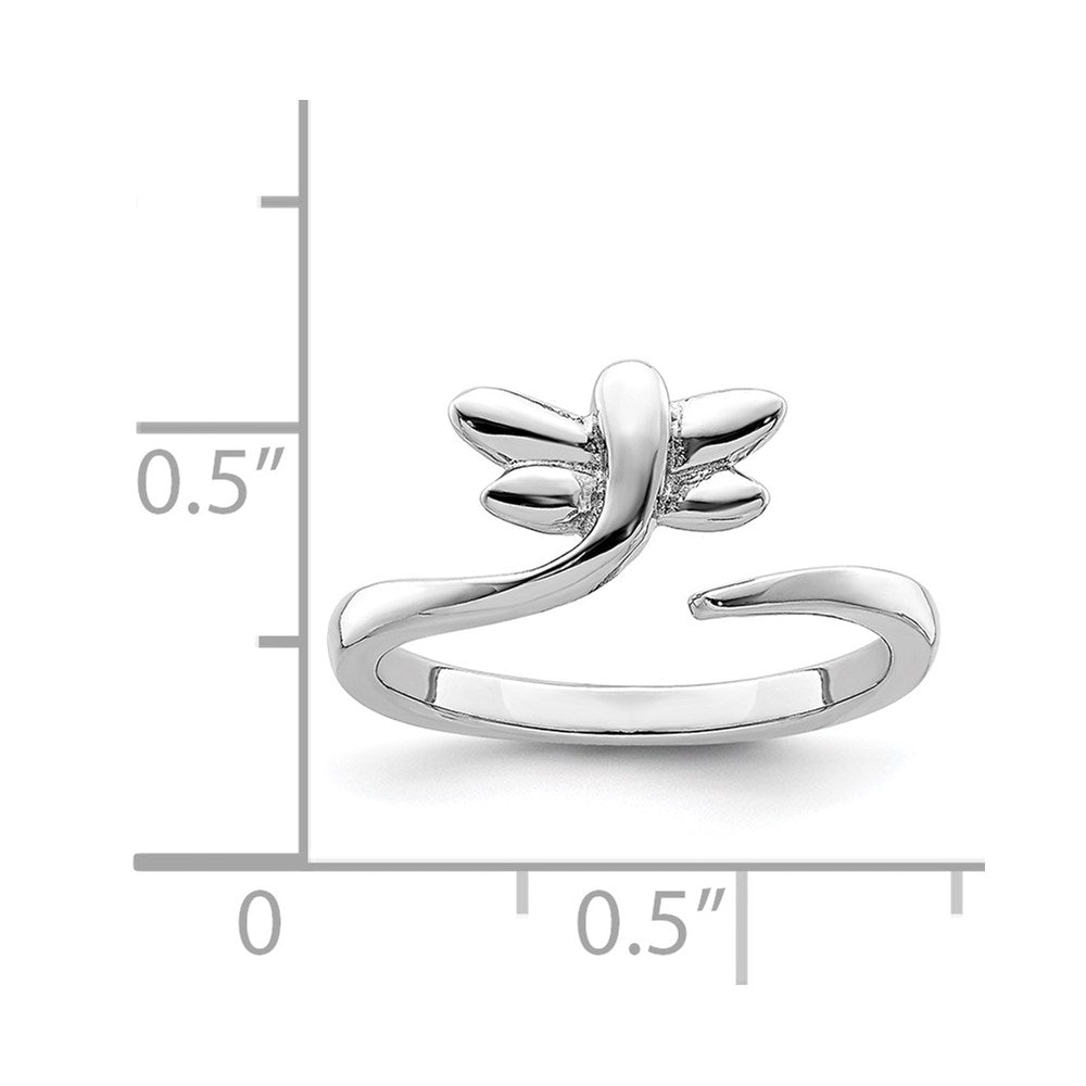 Sterling Silver Rhodium-plated Dragonfly Toe Ring