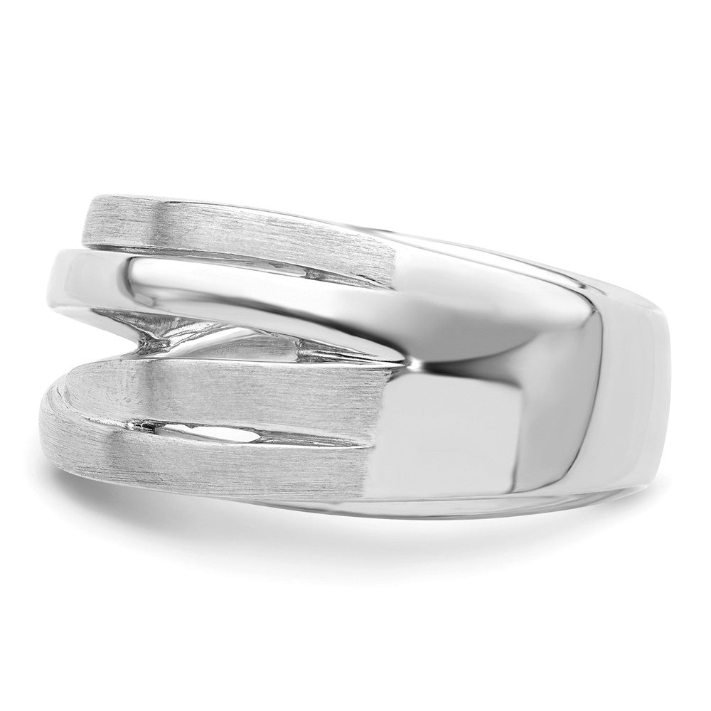 Sterling Silver Rhodium-plated Brushed Ring