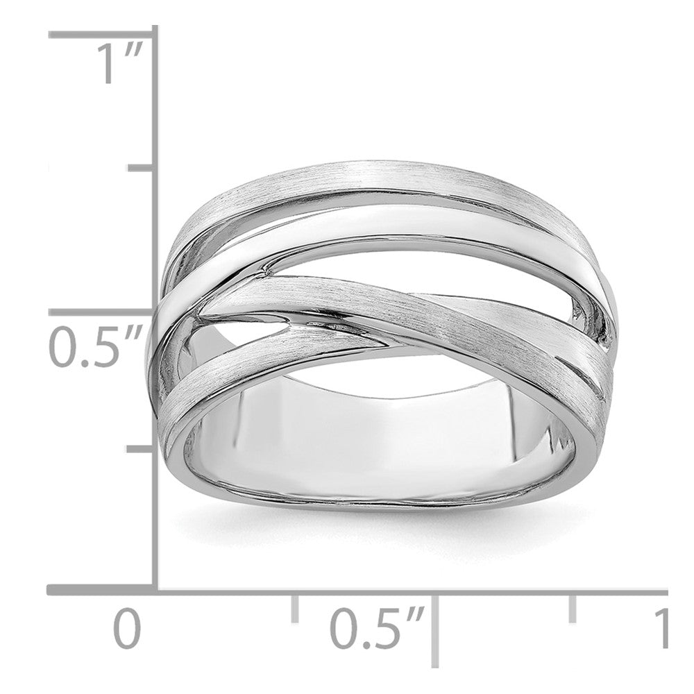 Sterling Silver Rhodium-plated Brushed Ring