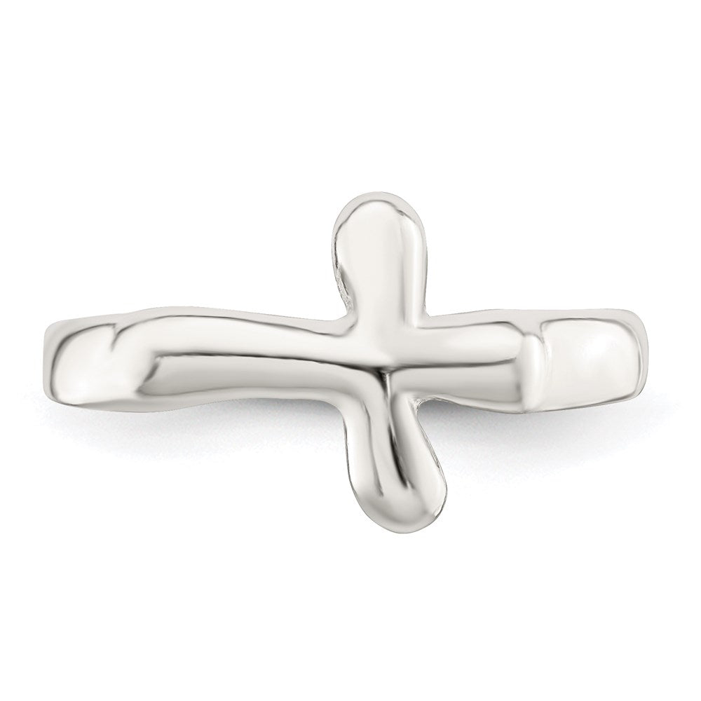 Sterling Silver Horizontal Tiny Freeform Cross Ring