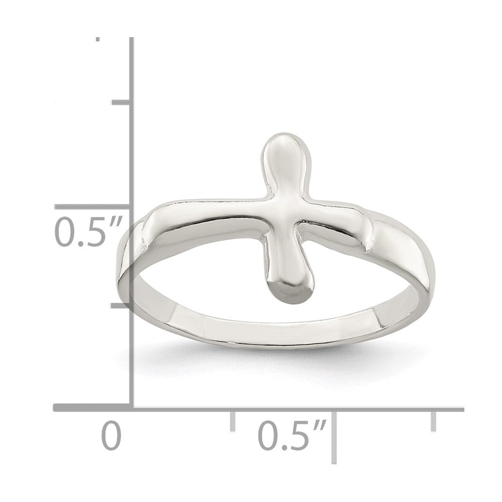 Sterling Silver Horizontal Tiny Freeform Cross Ring