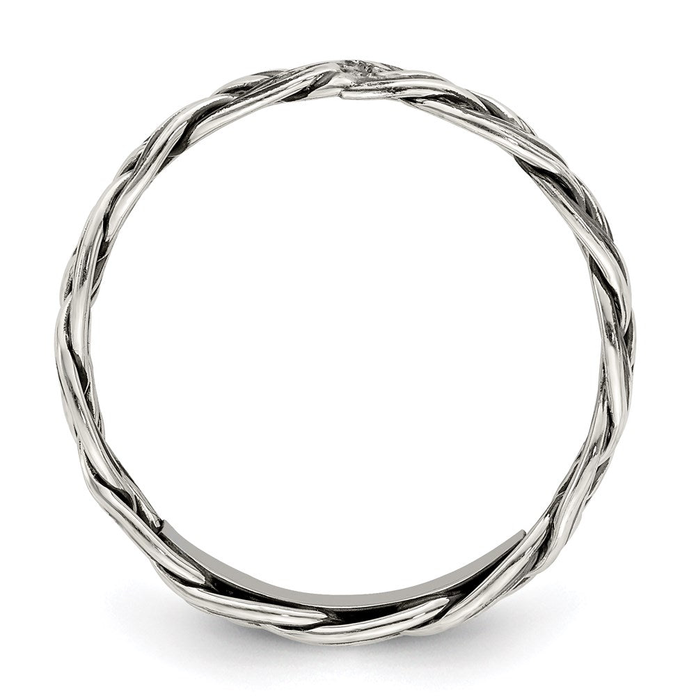 Sterling Silver Antiqued Weave 3.5mm Women's Ring