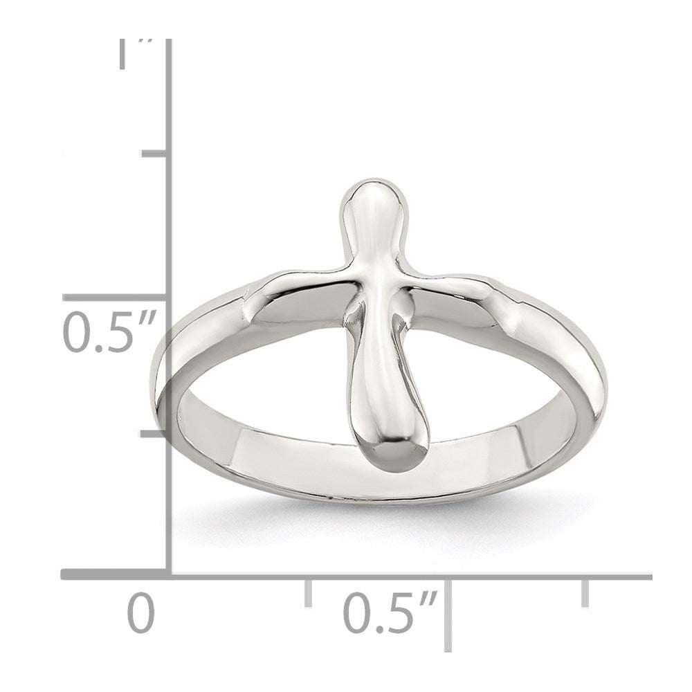 Sterling Silver Vertical Tiny Freeform Cross Ring