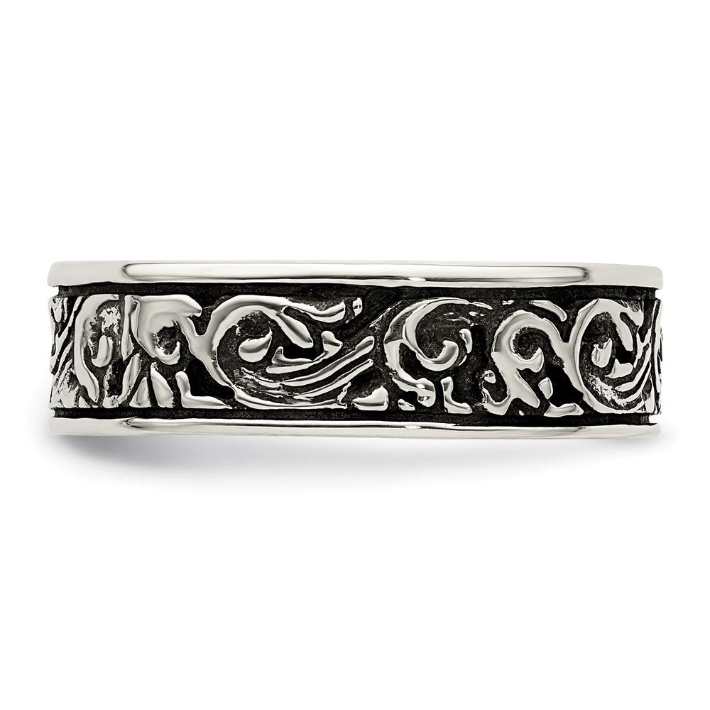 Sterling Silver Polished and Antiqued Filigree Women's Ring