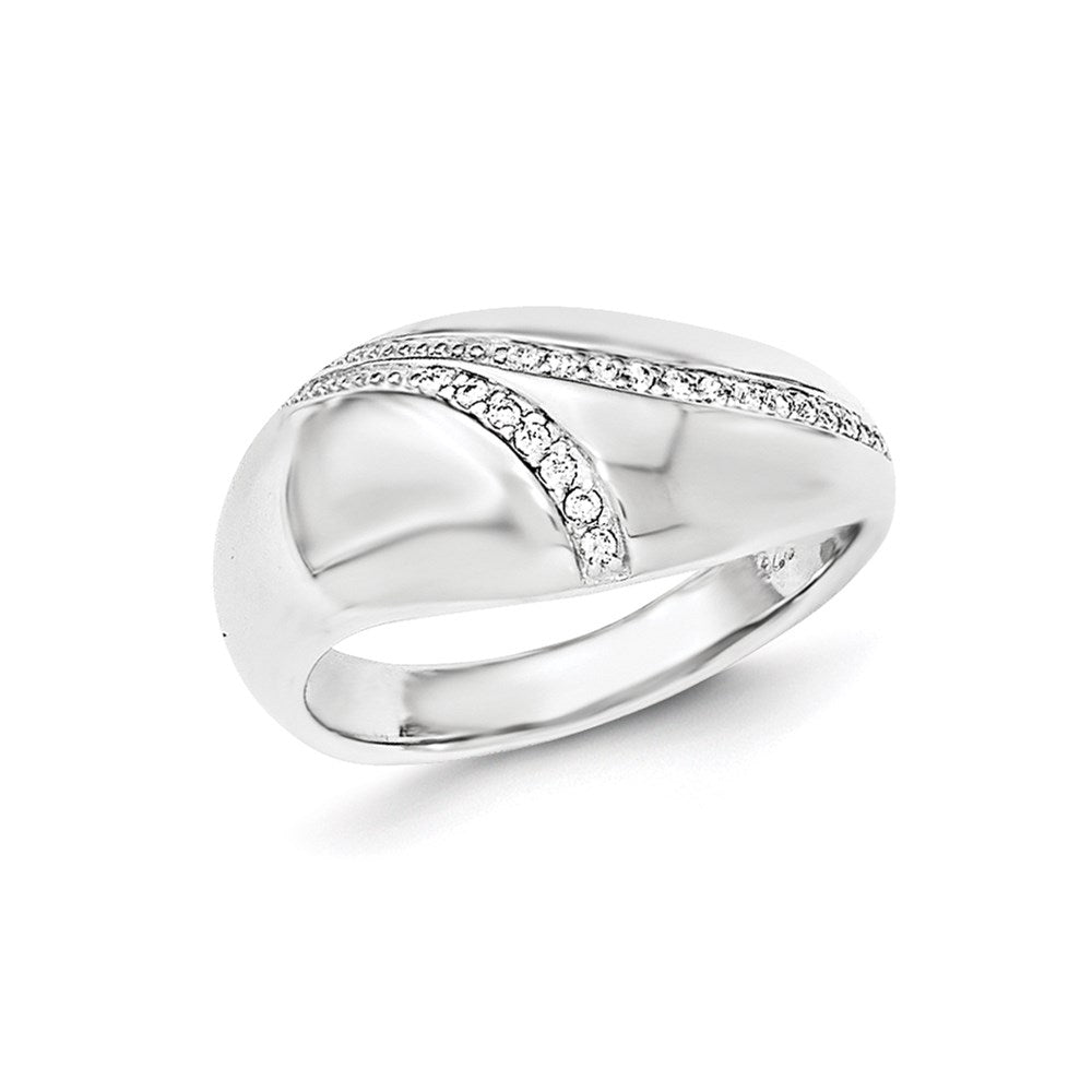 Sterling Silver Polished CZ Dome Ring