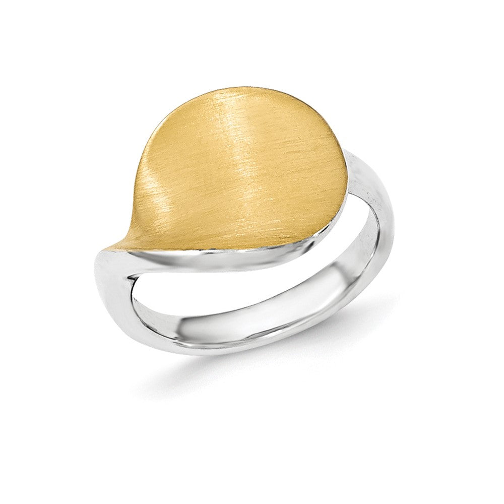 Sterling Silver Gold-plated Polished & Satin Ring