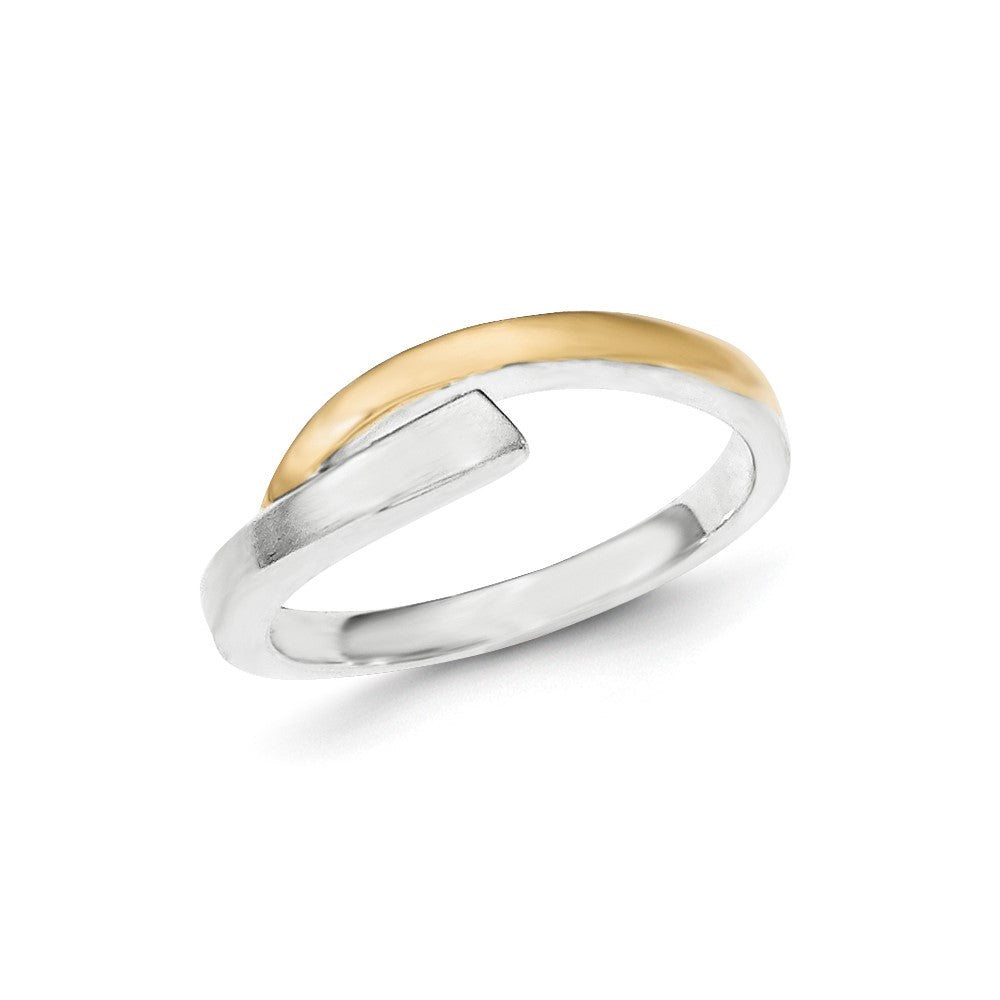 Sterling Silver w/9k Gold Accent Polished & Satin Ring