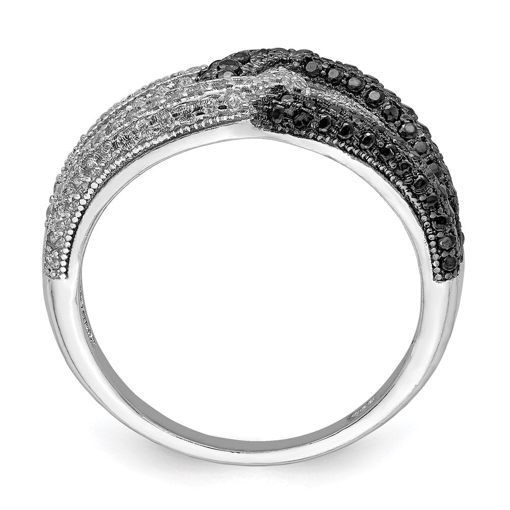 Sterling Silver Rhodium-plated Black & White CZ Ring