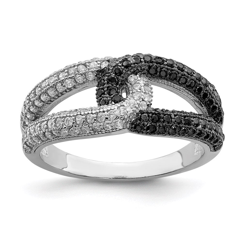 Sterling Silver Rhodium-plated Black & White CZ Ring