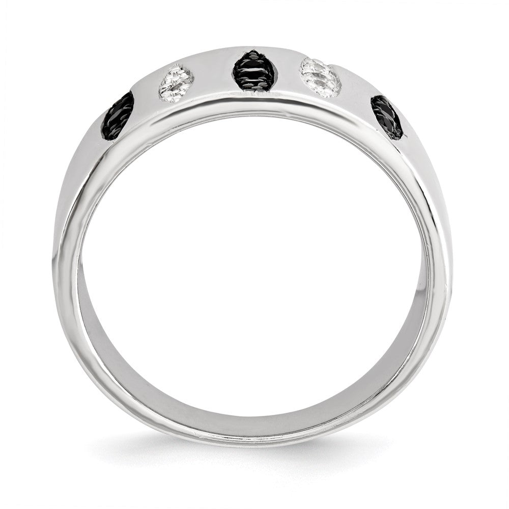 Sterling Silver Black & White CZ Ring