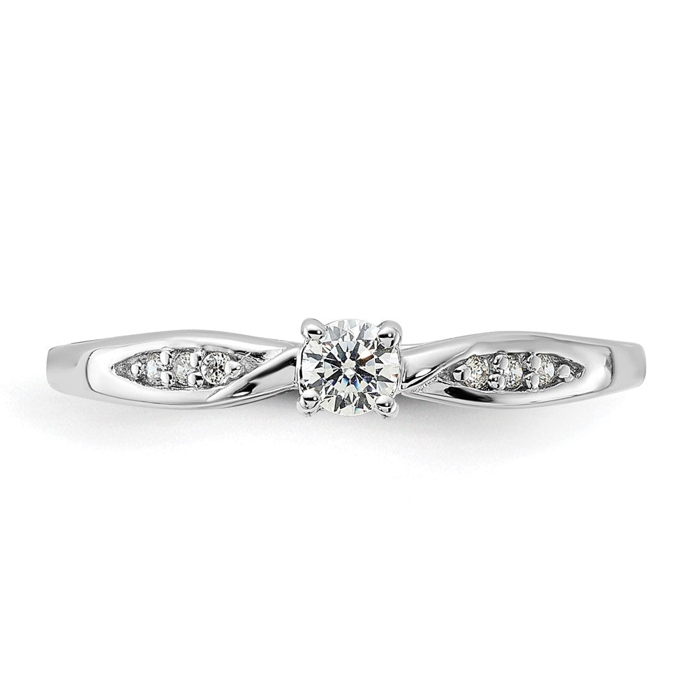 Sterling Silver Rhodium-plated Polished and CZ Ring