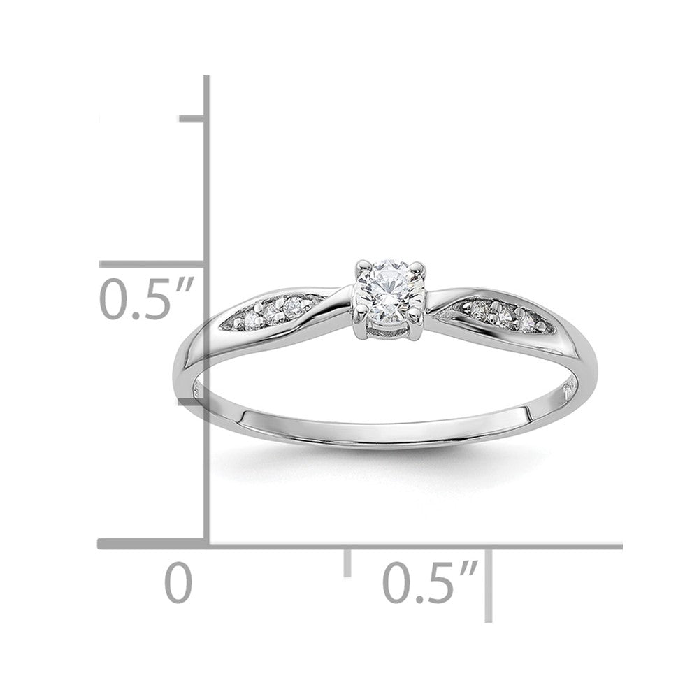 Sterling Silver Rhodium-plated Polished and CZ Ring