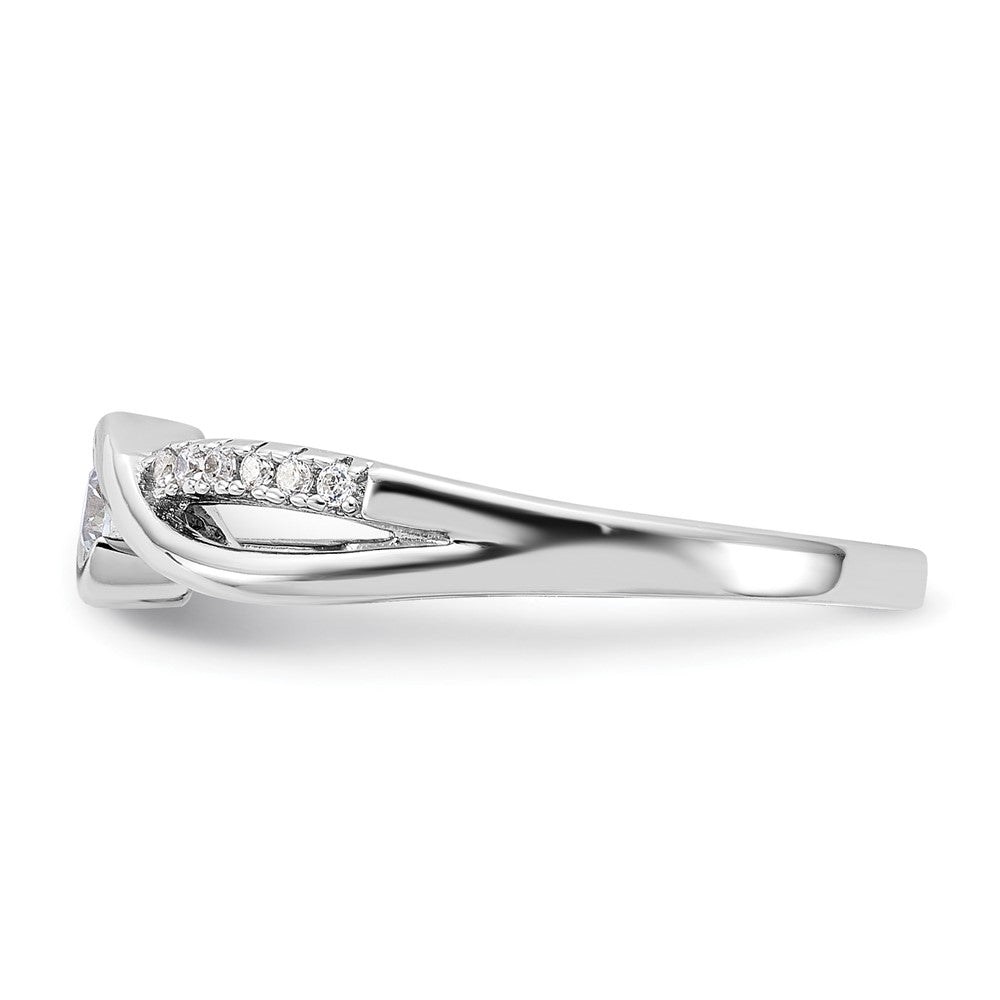 Sterling Silver Rhodium-plated & CZ Ring