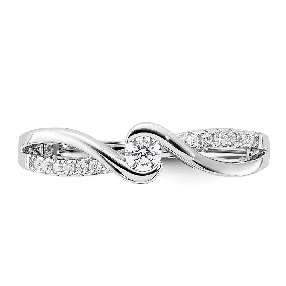 Sterling Silver Rhodium-plated & CZ Ring