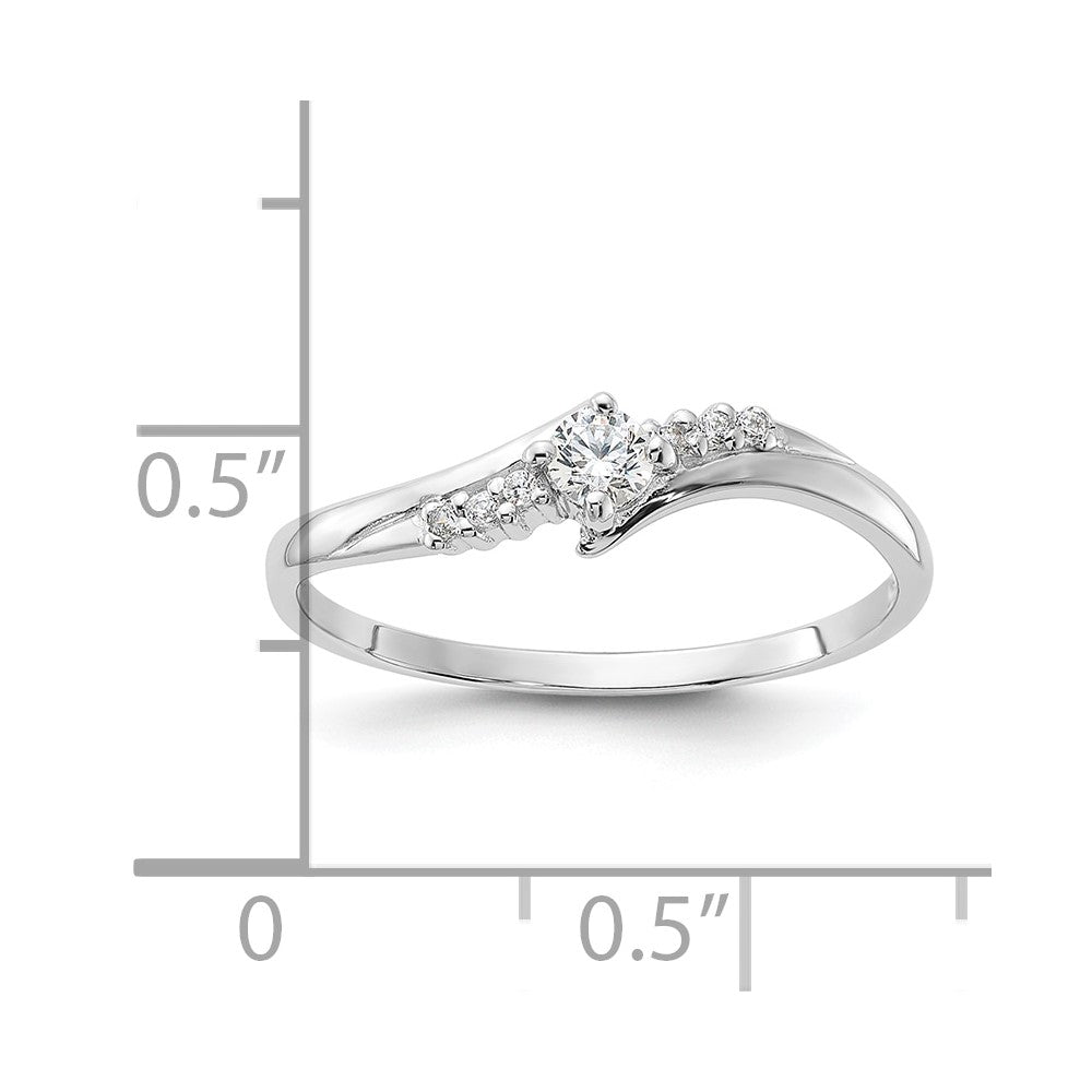 Sterling Silver Rhodium-plated and CZ Ring