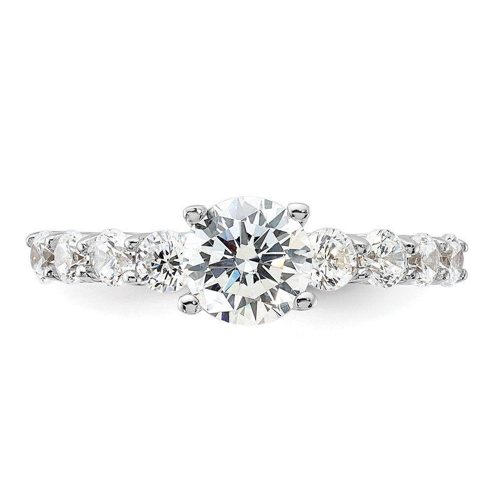 Sterling Silver Rhodium-plated Polished & CZ Ring