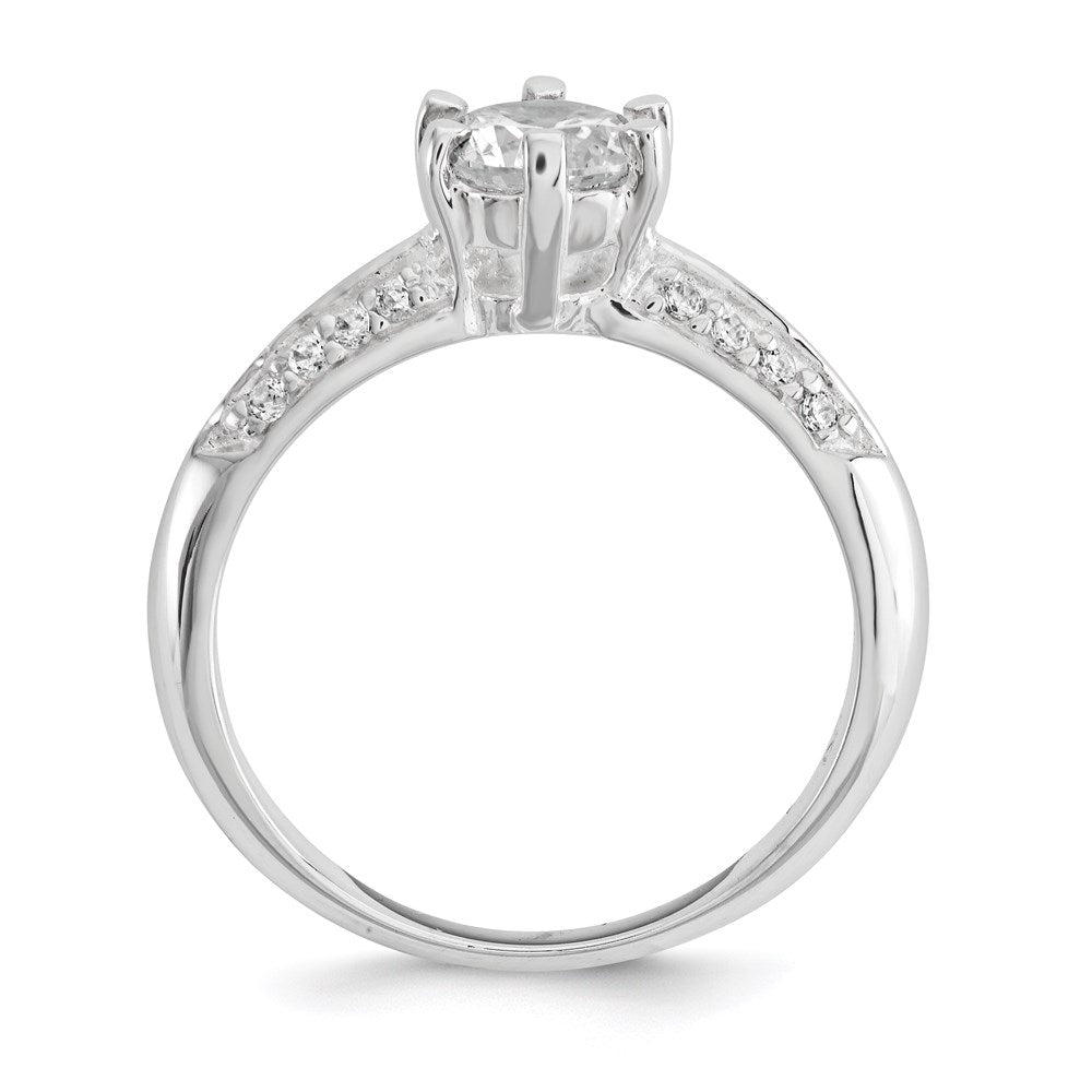 Sterling Silver Polished CZ 6-prong CZ Ring