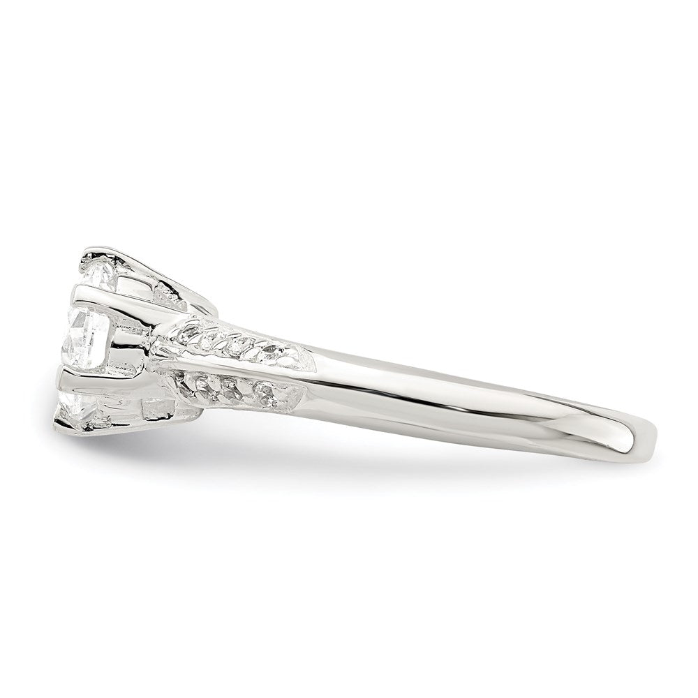 Sterling Silver Polished CZ 6-prong CZ Ring