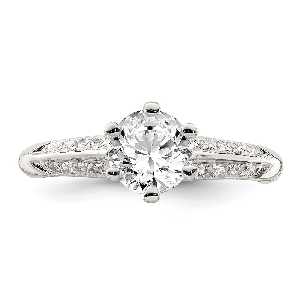 Sterling Silver Polished CZ 6-prong CZ Ring