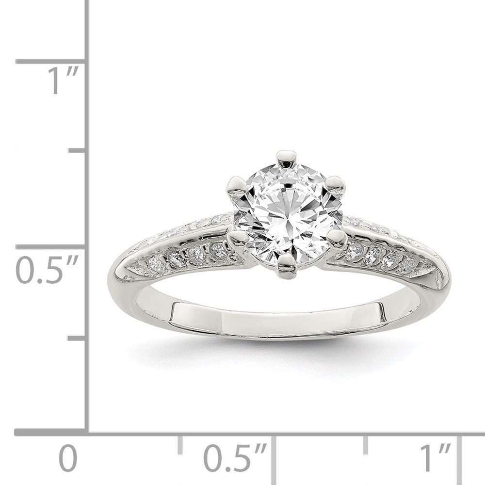 Sterling Silver Polished CZ 6-prong CZ Ring