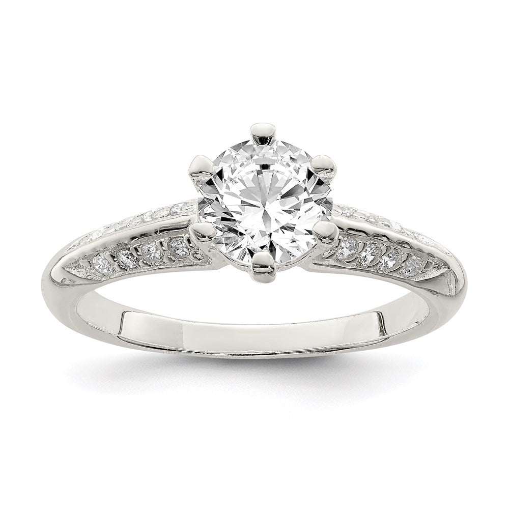 Sterling Silver Polished CZ 6-prong CZ Ring