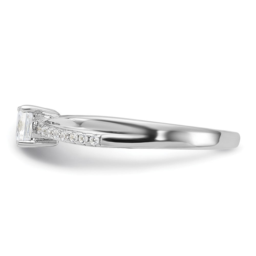 Sterling Silver Rhodium-plated Polished & CZ Ring