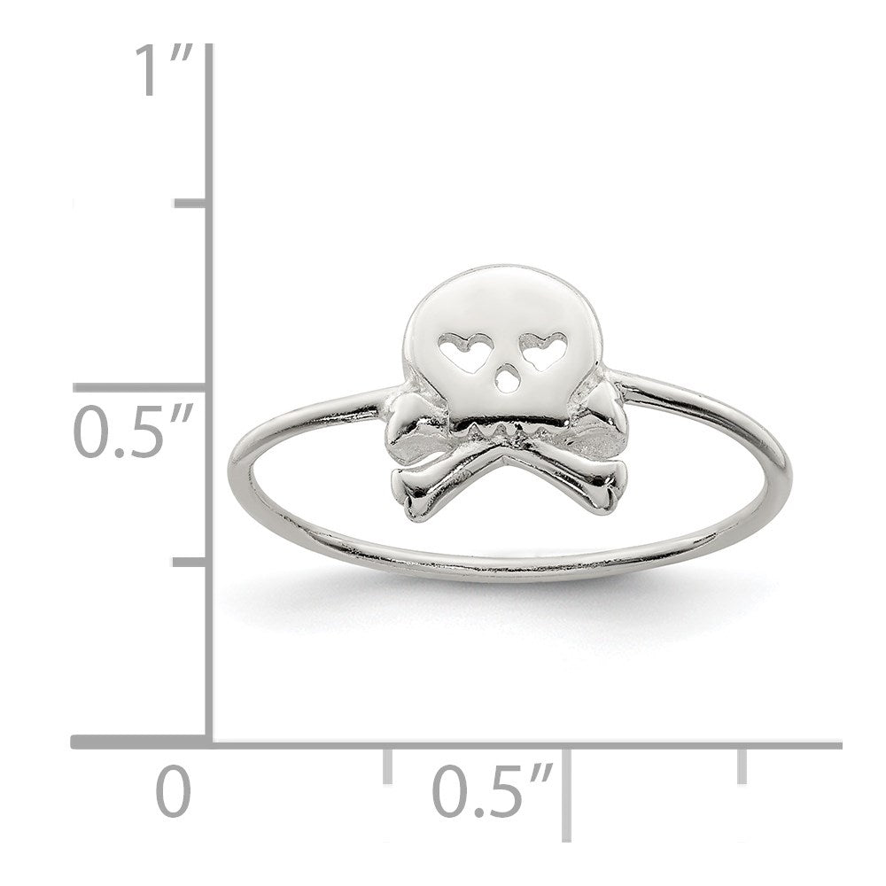 Sterling Silver Polished Skull & Crossbones Ring