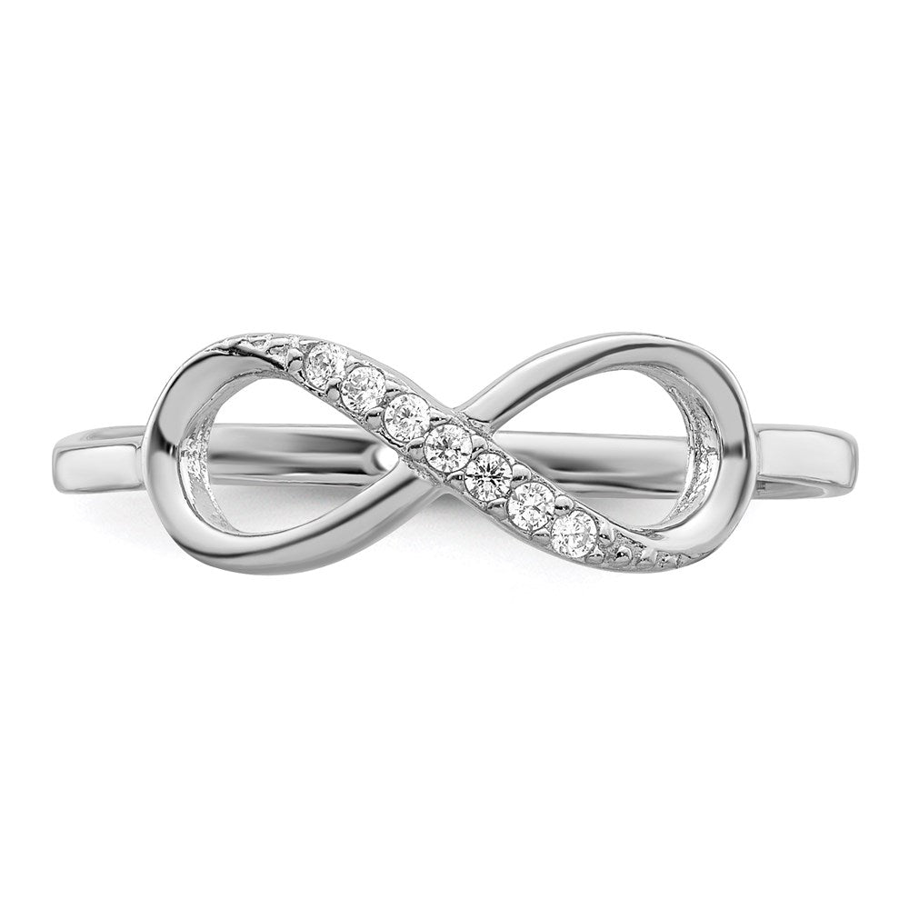 Sterling Silver Rhodium-plated Polished CZ Infinity Ring