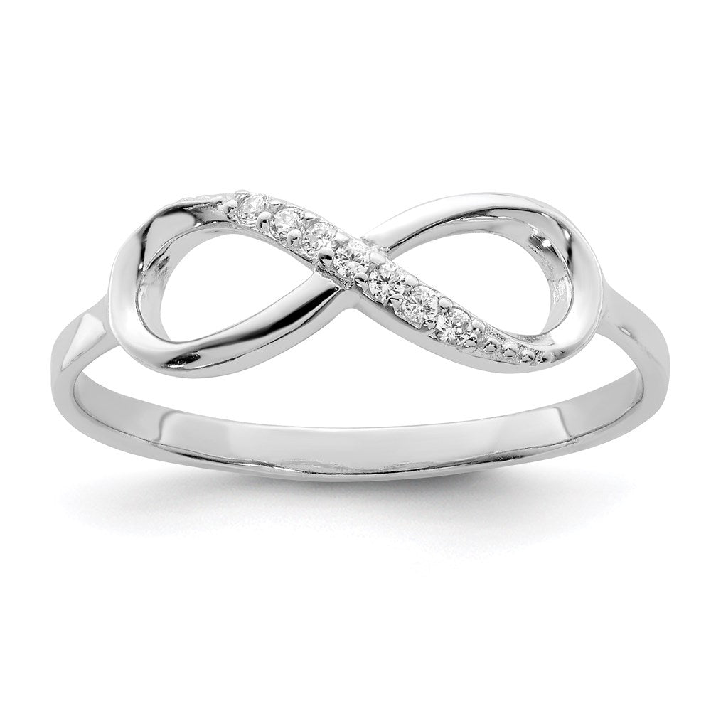 Sterling Silver Rhodium-plated Polished CZ Infinity Ring