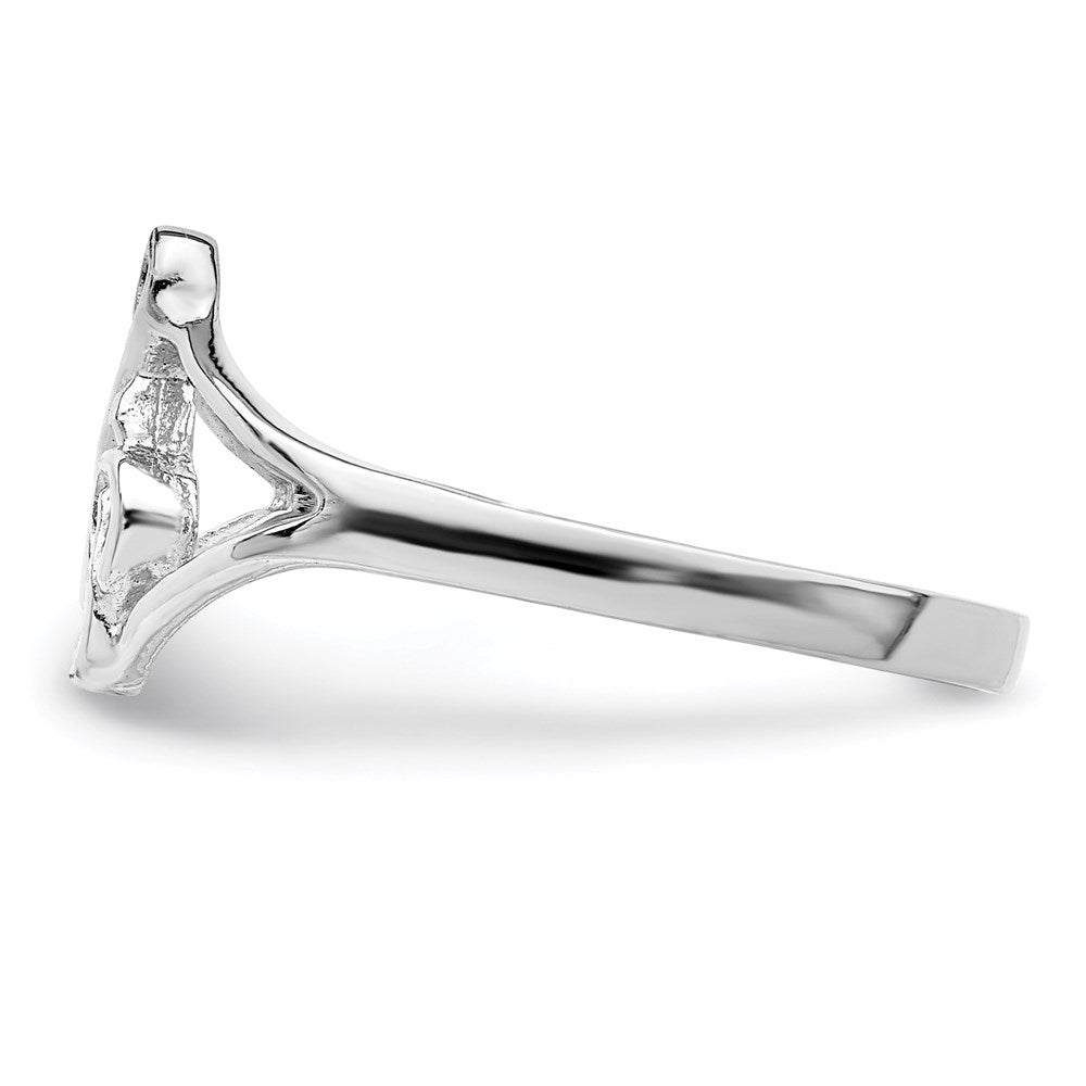 Sterling Silver Rhodium-plated Polished Music Note Ring