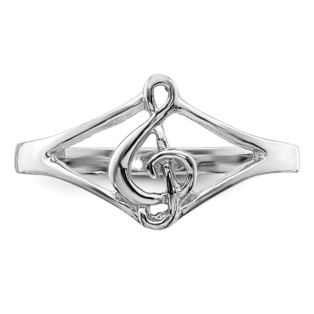 Sterling Silver Rhodium-plated Polished Music Note Ring