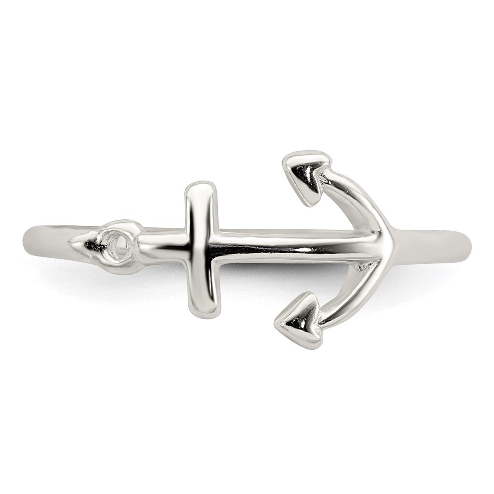 Sterling Silver Polished Anchor Ring