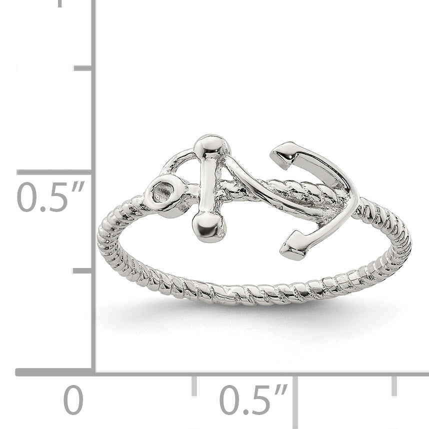 Sterling Silver Polished Anchor Ring