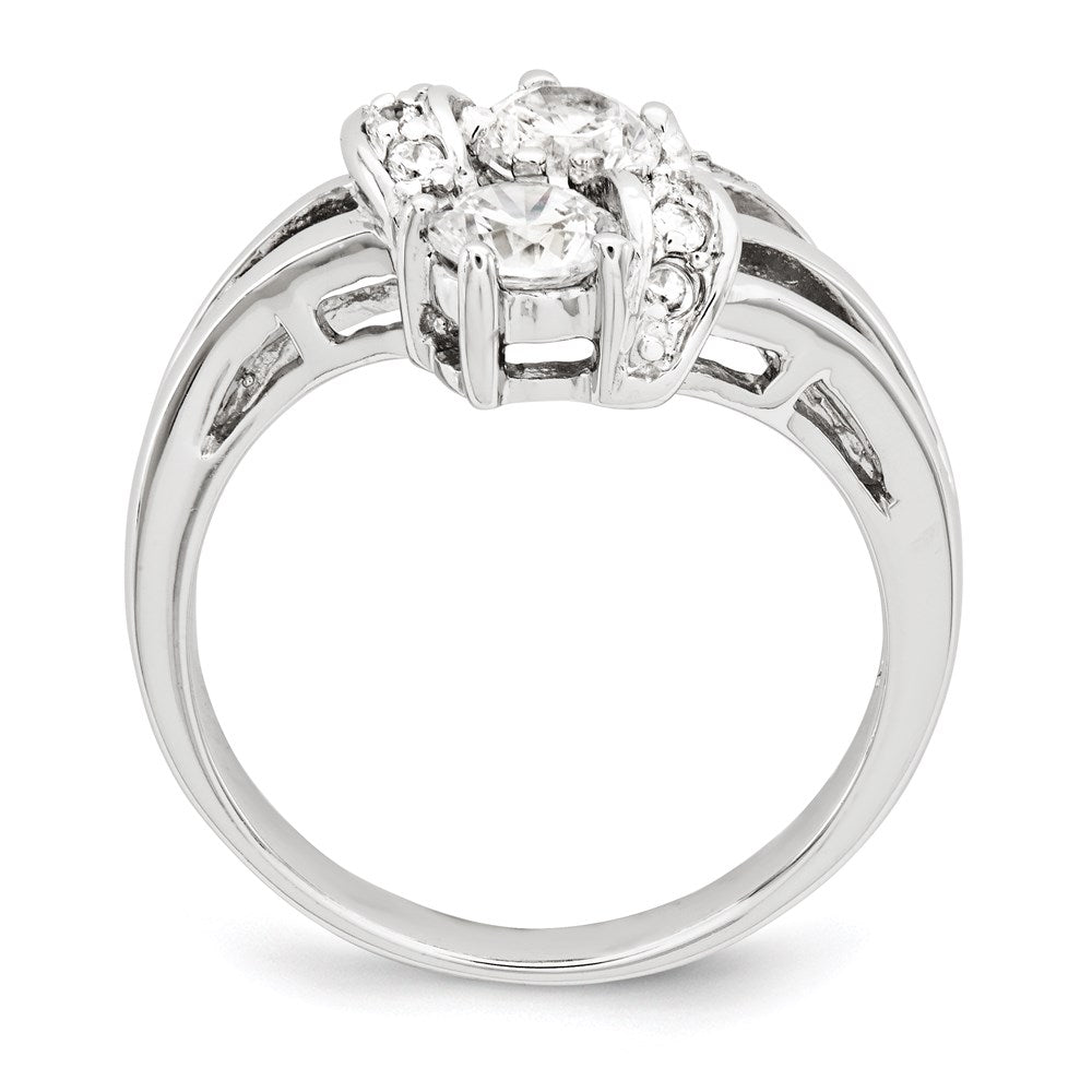 Sterling Silver Polished Rhodium Plating CZ Ring