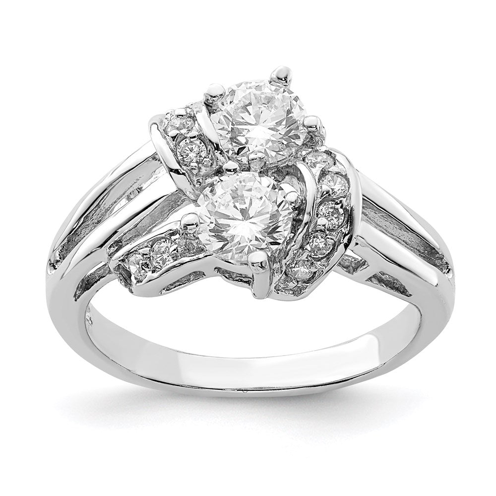 Sterling Silver Polished Rhodium Plating CZ Ring